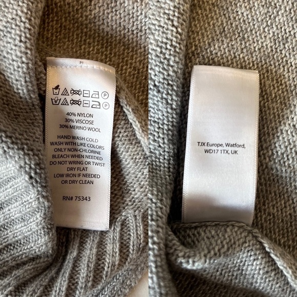 If It Were Me Anthropologie Gray Lace Up Collar Bell Sleeve Long Sweater Medium - Picture 15 of 16